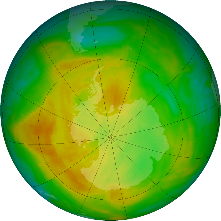 Antarctic ozone map for 18 November 1988